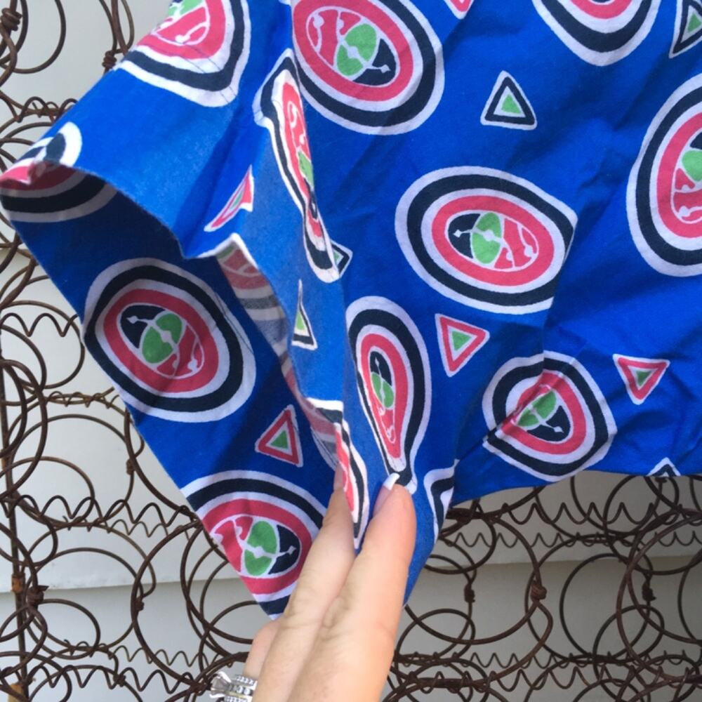 90s Impact blue multi print abstract button down … - image 4